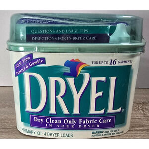 Dryel Original At Home Dry Cleaning Starter Kit Up to 16 Garments 4 Loads New